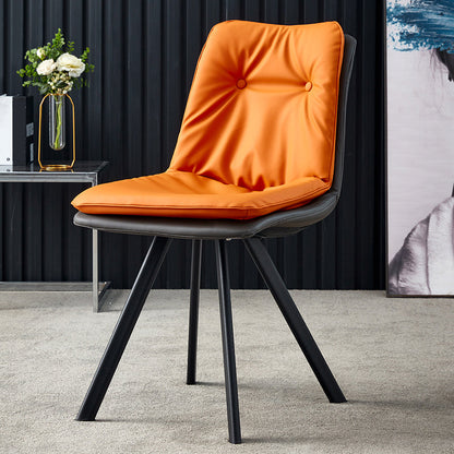 Home Industrial Side Chair Solid Back Metal Upholstered Dining Room Chair Orange 1 Piece Clearhalo ' kitchen&dining_furn' 'Dining Chairs' 'Dining Tables & Seating' 'dining_chair' 'furn' 'furn_dining_chair' 'Furniture' 'furniture_dining_chair' 'Kitchen & Dining Furniture' 'kitchen' 4205993