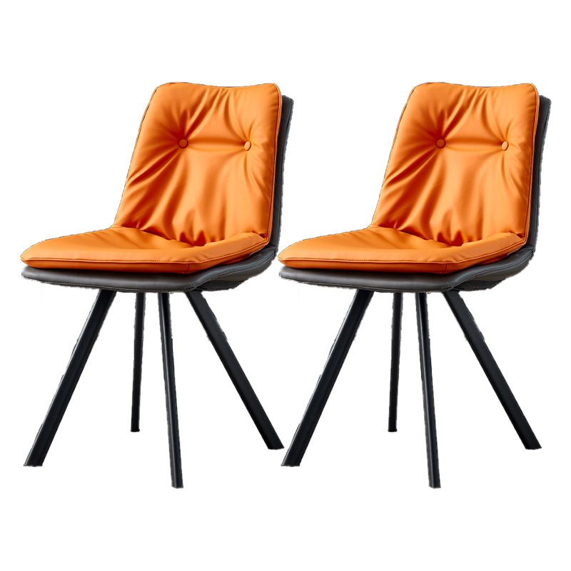 Home Industrial Side Chair Solid Back Metal Upholstered Dining Room Chair Orange 2 Piece Set Clearhalo ' kitchen&dining_furn' 'Dining Chairs' 'Dining Tables & Seating' 'dining_chair' 'furn' 'furn_dining_chair' 'Furniture' 'furniture_dining_chair' 'Kitchen & Dining Furniture' 'kitchen' 4205994