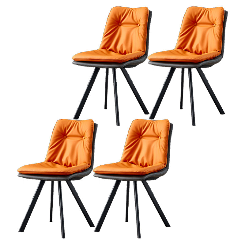 Home Industrial Side Chair Solid Back Metal Upholstered Dining Room Chair Orange 4 Piece Set Clearhalo ' kitchen&dining_furn' 'Dining Chairs' 'Dining Tables & Seating' 'dining_chair' 'furn' 'furn_dining_chair' 'Furniture' 'furniture_dining_chair' 'Kitchen & Dining Furniture' 'kitchen' 4205996