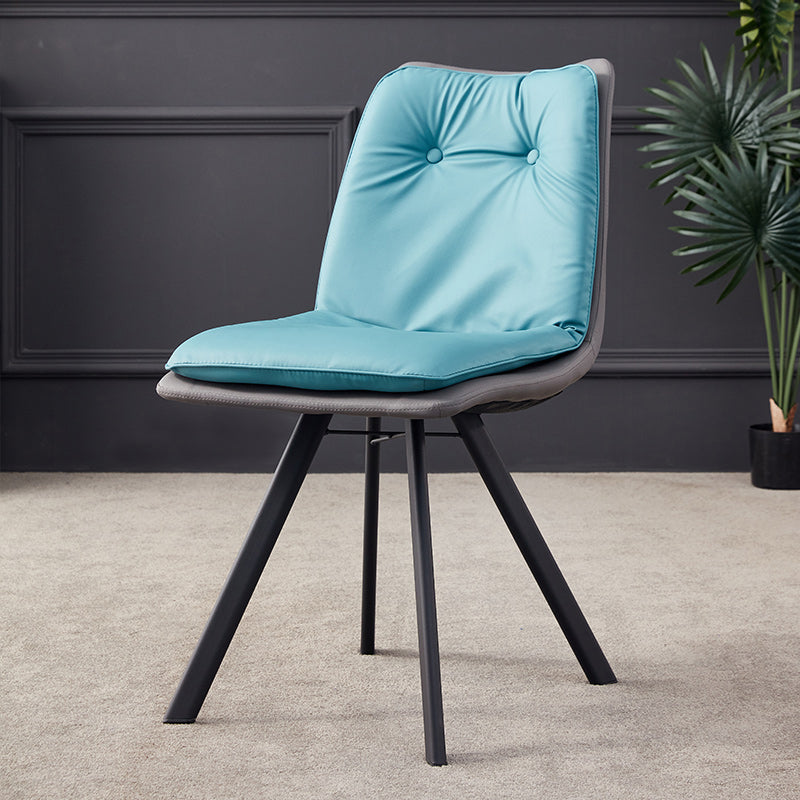 Home Industrial Side Chair Solid Back Metal Upholstered Dining Room Chair Blue 1 Piece Clearhalo ' kitchen&dining_furn' 'Dining Chairs' 'Dining Tables & Seating' 'dining_chair' 'furn' 'furn_dining_chair' 'Furniture' 'furniture_dining_chair' 'Kitchen & Dining Furniture' 'kitchen' 4205999