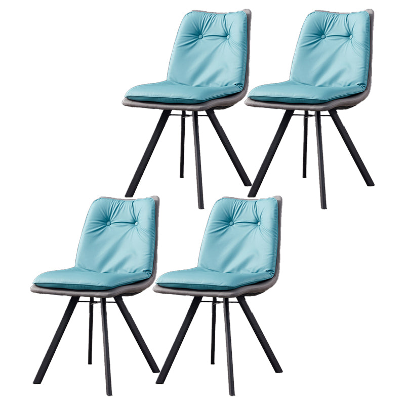 Home Industrial Side Chair Solid Back Metal Upholstered Dining Room Chair Blue 4 Piece Set Clearhalo ' kitchen&dining_furn' 'Dining Chairs' 'Dining Tables & Seating' 'dining_chair' 'furn' 'furn_dining_chair' 'Furniture' 'furniture_dining_chair' 'Kitchen & Dining Furniture' 'kitchen' 4206002