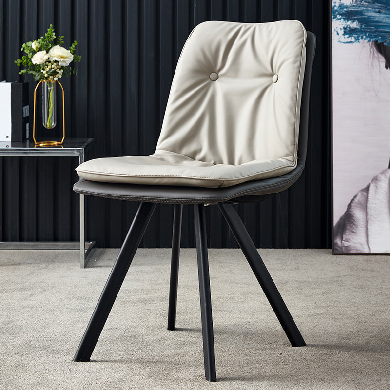 Home Industrial Side Chair Solid Back Metal Upholstered Dining Room Chair Grey 1 Piece Clearhalo ' kitchen&dining_furn' 'Dining Chairs' 'Dining Tables & Seating' 'dining_chair' 'furn' 'furn_dining_chair' 'Furniture' 'furniture_dining_chair' 'Kitchen & Dining Furniture' 'kitchen' 4206005