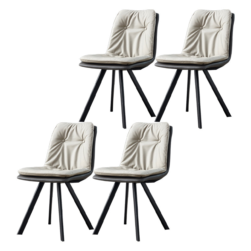 Home Industrial Side Chair Solid Back Metal Upholstered Dining Room Chair Grey 4 Piece Set Clearhalo ' kitchen&dining_furn' 'Dining Chairs' 'Dining Tables & Seating' 'dining_chair' 'furn' 'furn_dining_chair' 'Furniture' 'furniture_dining_chair' 'Kitchen & Dining Furniture' 'kitchen' 4206009