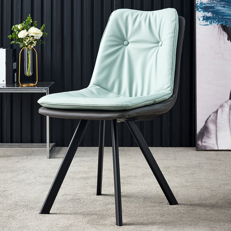 Home Industrial Side Chair Solid Back Metal Upholstered Dining Room Chair Green 1 Piece Clearhalo ' kitchen&dining_furn' 'Dining Chairs' 'Dining Tables & Seating' 'dining_chair' 'furn' 'furn_dining_chair' 'Furniture' 'furniture_dining_chair' 'Kitchen & Dining Furniture' 'kitchen' 4206011