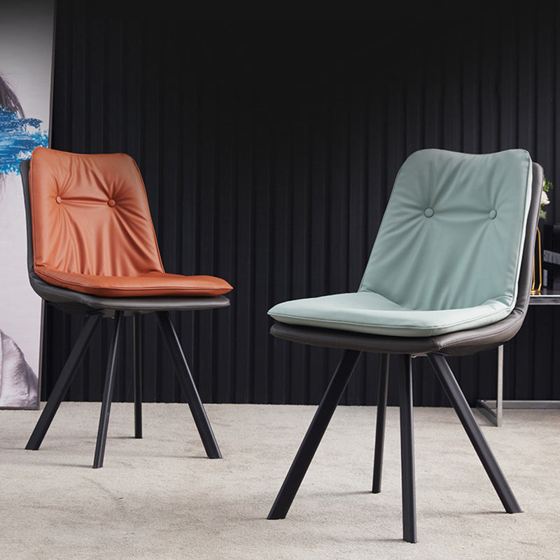 Home Industrial Side Chair Solid Back Metal Upholstered Dining Room Chair Clearhalo ' kitchen&dining_furn' 'Dining Chairs' 'Dining Tables & Seating' 'dining_chair' 'furn' 'furn_dining_chair' 'Furniture' 'furniture_dining_chair' 'Kitchen & Dining Furniture' 'kitchen' 4206015