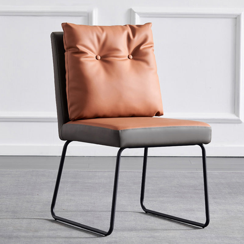 Contemporary Metal Dining Armless Chair Faux Leather Dining Chairs for Home Use Clearhalo ' kitchen&dining_furn' 'Dining Chairs' 'Dining Tables & Seating' 'dining_chair' 'furn' 'furn_dining_chair' 'Furniture' 'furniture_dining_chair' 'Kitchen & Dining Furniture' 'kitchen' 4206017