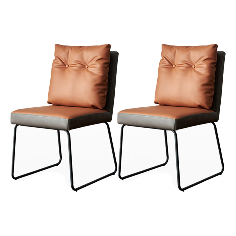 Contemporary Metal Dining Armless Chair Faux Leather Dining Chairs for Home Use Brown 2 Piece Set Clearhalo ' kitchen&dining_furn' 'Dining Chairs' 'Dining Tables & Seating' 'dining_chair' 'furn' 'furn_dining_chair' 'Furniture' 'furniture_dining_chair' 'Kitchen & Dining Furniture' 'kitchen' 4206019