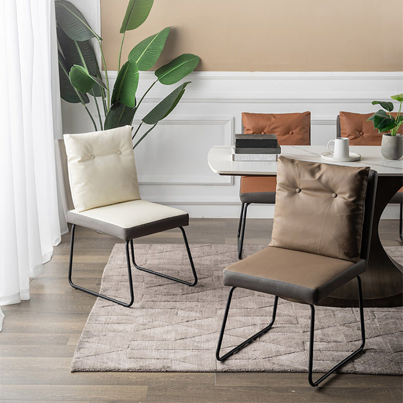 Contemporary Metal Dining Armless Chair Faux Leather Dining Chairs for Home Use Clearhalo ' kitchen&dining_furn' 'Dining Chairs' 'Dining Tables & Seating' 'dining_chair' 'furn' 'furn_dining_chair' 'Furniture' 'furniture_dining_chair' 'Kitchen & Dining Furniture' 'kitchen' 4206020