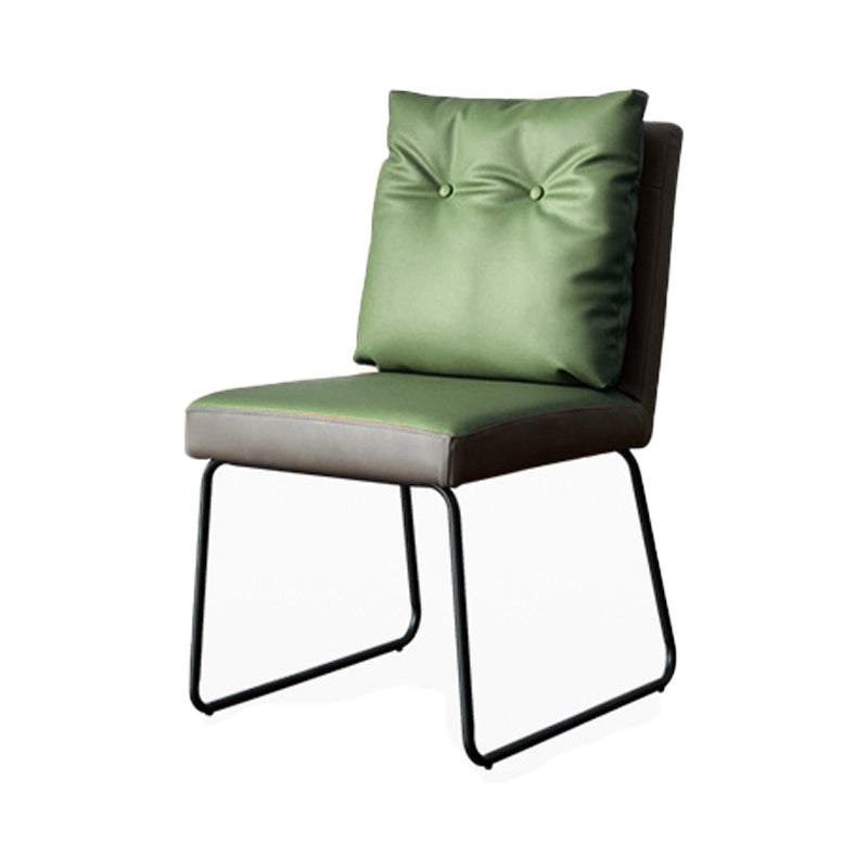 Contemporary Metal Dining Armless Chair Faux Leather Dining Chairs for Home Use Blackish Green 1 Piece Clearhalo ' kitchen&dining_furn' 'Dining Chairs' 'Dining Tables & Seating' 'dining_chair' 'furn' 'furn_dining_chair' 'Furniture' 'furniture_dining_chair' 'Kitchen & Dining Furniture' 'kitchen' 4206023