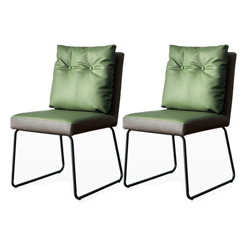 Contemporary Metal Dining Armless Chair Faux Leather Dining Chairs for Home Use Blackish Green 2 Piece Set Clearhalo ' kitchen&dining_furn' 'Dining Chairs' 'Dining Tables & Seating' 'dining_chair' 'furn' 'furn_dining_chair' 'Furniture' 'furniture_dining_chair' 'Kitchen & Dining Furniture' 'kitchen' 4206026