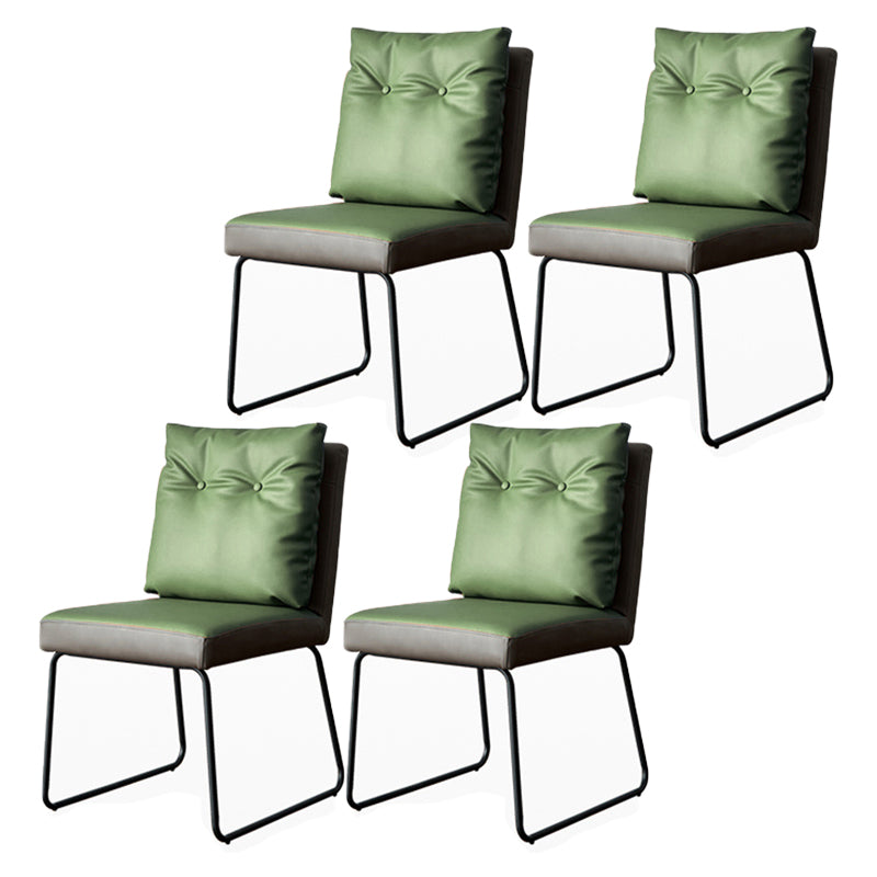Contemporary Metal Dining Armless Chair Faux Leather Dining Chairs for Home Use Blackish Green 4 Piece Set Clearhalo ' kitchen&dining_furn' 'Dining Chairs' 'Dining Tables & Seating' 'dining_chair' 'furn' 'furn_dining_chair' 'Furniture' 'furniture_dining_chair' 'Kitchen & Dining Furniture' 'kitchen' 4206028