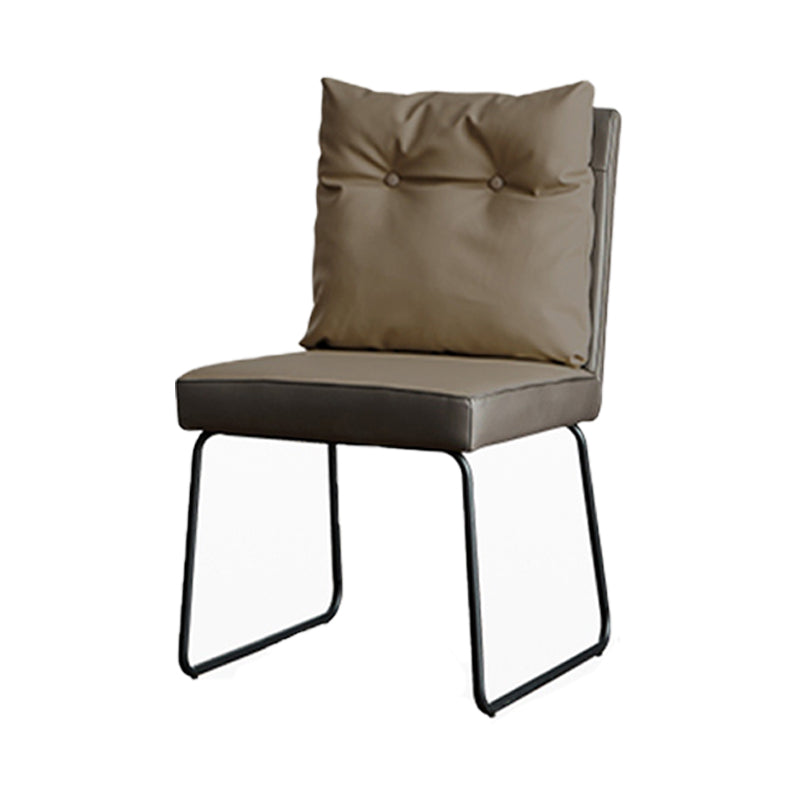Contemporary Metal Dining Armless Chair Faux Leather Dining Chairs for Home Use Khaki 1 Piece Clearhalo ' kitchen&dining_furn' 'Dining Chairs' 'Dining Tables & Seating' 'dining_chair' 'furn' 'furn_dining_chair' 'Furniture' 'furniture_dining_chair' 'Kitchen & Dining Furniture' 'kitchen' 4206029