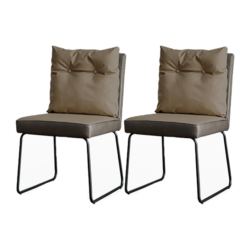Contemporary Metal Dining Armless Chair Faux Leather Dining Chairs for Home Use Khaki 2 Piece Set Clearhalo ' kitchen&dining_furn' 'Dining Chairs' 'Dining Tables & Seating' 'dining_chair' 'furn' 'furn_dining_chair' 'Furniture' 'furniture_dining_chair' 'Kitchen & Dining Furniture' 'kitchen' 4206031