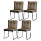 Contemporary Metal Dining Armless Chair Faux Leather Dining Chairs for Home Use Khaki 4 Piece Set Clearhalo ' kitchen&dining_furn' 'Dining Chairs' 'Dining Tables & Seating' 'dining_chair' 'furn' 'furn_dining_chair' 'Furniture' 'furniture_dining_chair' 'Kitchen & Dining Furniture' 'kitchen' 4206033