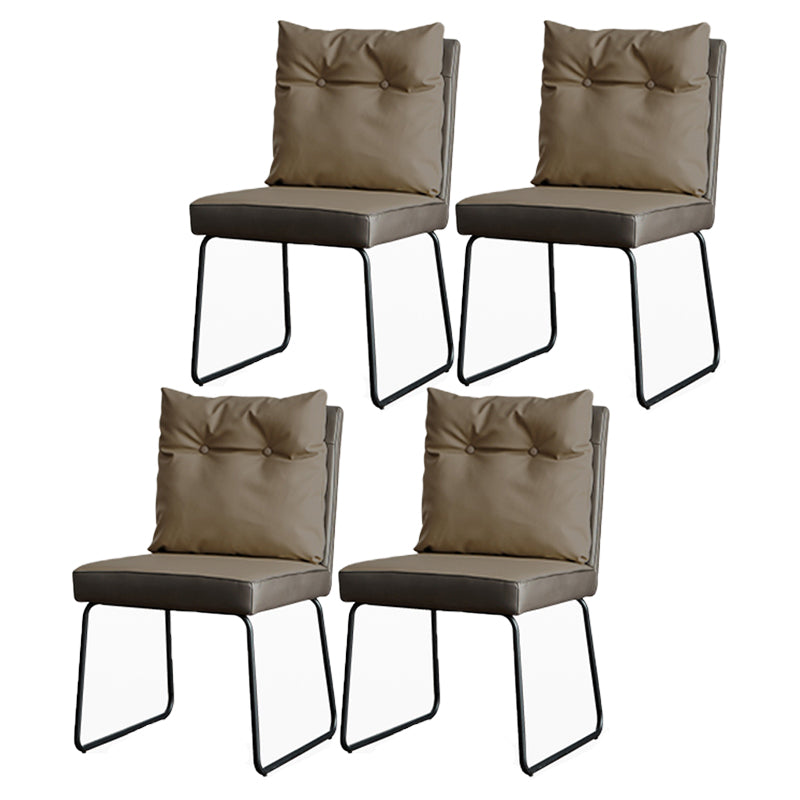 Contemporary Metal Dining Armless Chair Faux Leather Dining Chairs for Home Use Khaki 4 Piece Set Clearhalo ' kitchen&dining_furn' 'Dining Chairs' 'Dining Tables & Seating' 'dining_chair' 'furn' 'furn_dining_chair' 'Furniture' 'furniture_dining_chair' 'Kitchen & Dining Furniture' 'kitchen' 4206033