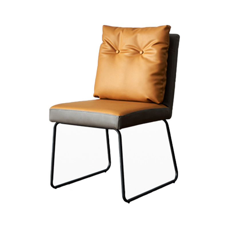 Contemporary Metal Dining Armless Chair Faux Leather Dining Chairs for Home Use Dark Yellow 1 Piece Clearhalo ' kitchen&dining_furn' 'Dining Chairs' 'Dining Tables & Seating' 'dining_chair' 'furn' 'furn_dining_chair' 'Furniture' 'furniture_dining_chair' 'Kitchen & Dining Furniture' 'kitchen' 4206034