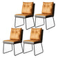 Contemporary Metal Dining Armless Chair Faux Leather Dining Chairs for Home Use Dark Yellow 4 Piece Set Clearhalo ' kitchen&dining_furn' 'Dining Chairs' 'Dining Tables & Seating' 'dining_chair' 'furn' 'furn_dining_chair' 'Furniture' 'furniture_dining_chair' 'Kitchen & Dining Furniture' 'kitchen' 4206036