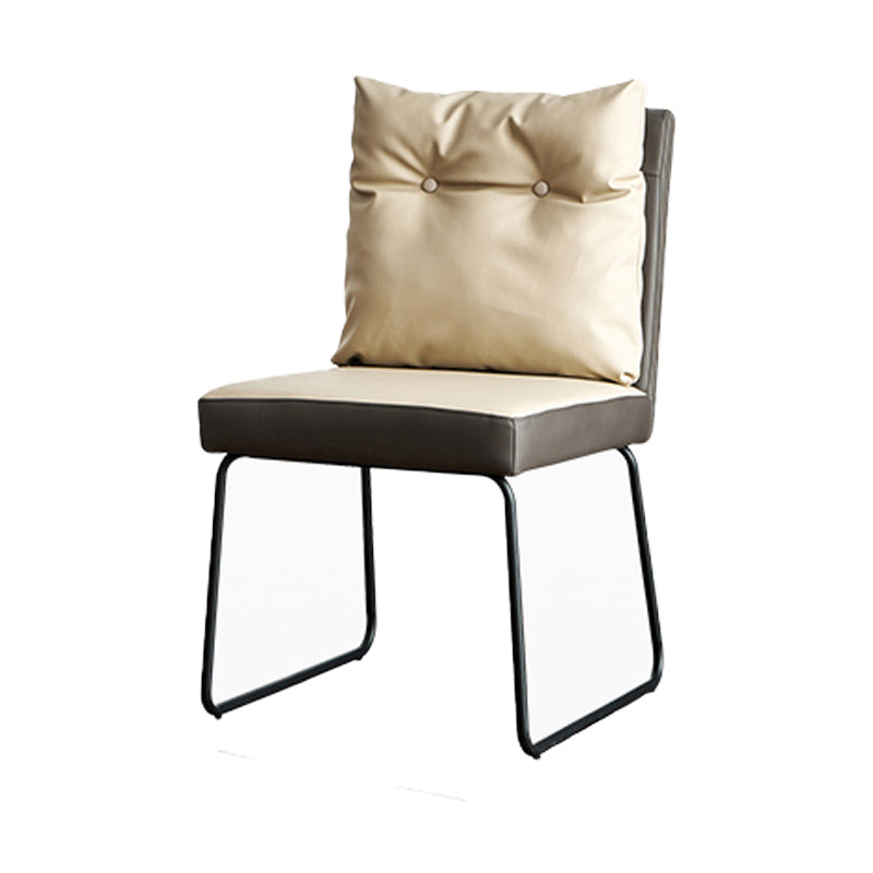 Contemporary Metal Dining Armless Chair Faux Leather Dining Chairs for Home Use Off-White 1 Piece Clearhalo ' kitchen&dining_furn' 'Dining Chairs' 'Dining Tables & Seating' 'dining_chair' 'furn' 'furn_dining_chair' 'Furniture' 'furniture_dining_chair' 'Kitchen & Dining Furniture' 'kitchen' 4206037
