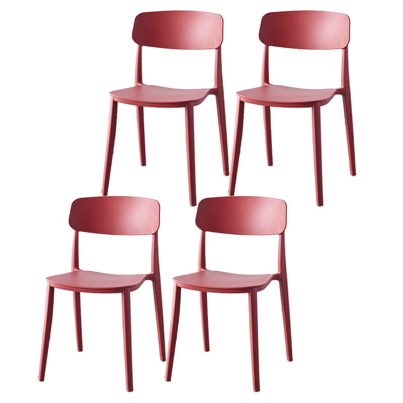 Scandinavian Home Plastic Side Chair Matte Finish Open Back Dining Chair (Set of 4) Red Clearhalo ' kitchen&dining_furn' 'Dining Chairs' 'Dining Tables & Seating' 'dining_chair' 'furn' 'furn_dining_chair' 'Furniture' 'furniture_dining_chair' 'Kitchen & Dining Furniture' 'kitchen' 4206051
