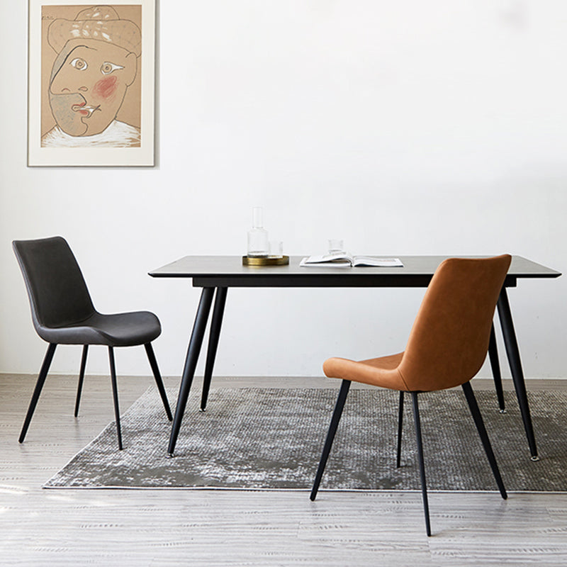 Modern Leather Side Chair Matte Finish Solid Back Dining Chair (Set of 2) Clearhalo ' kitchen&dining_furn' 'Dining Chairs' 'Dining Tables & Seating' 'dining_chair' 'furn' 'furn_dining_chair' 'Furniture' 'furniture_dining_chair' 'Kitchen & Dining Furniture' 'kitchen' 4206077