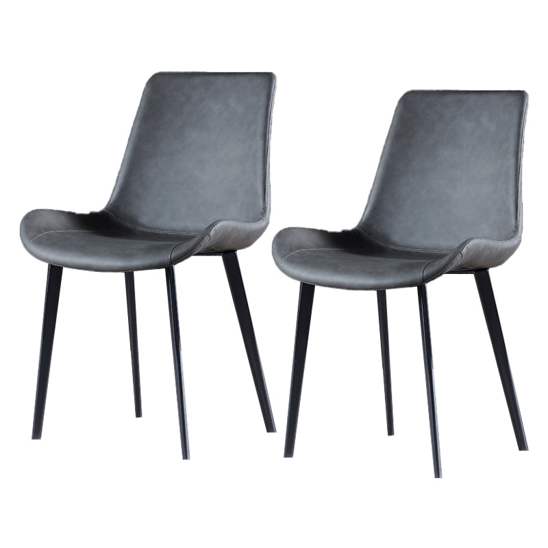 Modern Leather Side Chair Matte Finish Solid Back Dining Chair (Set of 2) Dark Gray Clearhalo ' kitchen&dining_furn' 'Dining Chairs' 'Dining Tables & Seating' 'dining_chair' 'furn' 'furn_dining_chair' 'Furniture' 'furniture_dining_chair' 'Kitchen & Dining Furniture' 'kitchen' 4206083