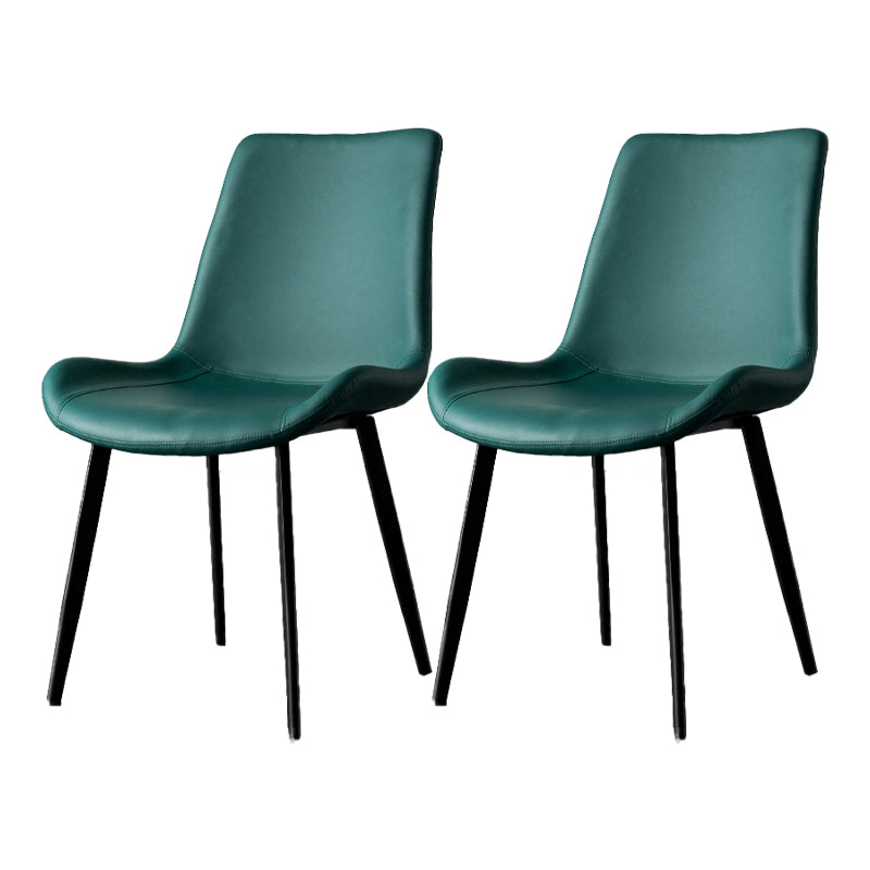 Modern Leather Side Chair Matte Finish Solid Back Dining Chair (Set of 2) Blackish Green Clearhalo ' kitchen&dining_furn' 'Dining Chairs' 'Dining Tables & Seating' 'dining_chair' 'furn' 'furn_dining_chair' 'Furniture' 'furniture_dining_chair' 'Kitchen & Dining Furniture' 'kitchen' 4206085
