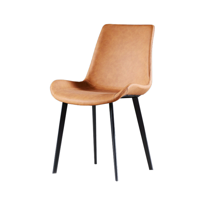 Modern Leather Side Chair Matte Finish Solid Back Dining Chair (Set of 2) Clearhalo ' kitchen&dining_furn' 'Dining Chairs' 'Dining Tables & Seating' 'dining_chair' 'furn' 'furn_dining_chair' 'Furniture' 'furniture_dining_chair' 'Kitchen & Dining Furniture' 'kitchen' 4206086