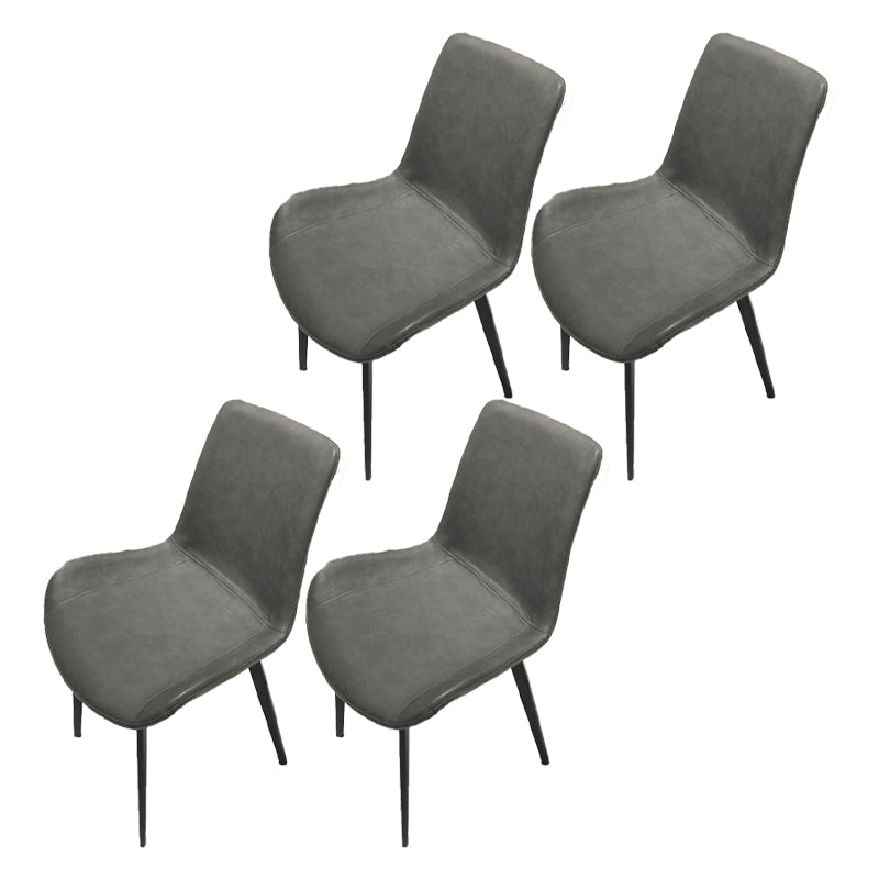 Contemporary Style Metal Chairs Kitchen Dining Room Solid Back Arm Chair Black-Gray 4 Piece Set Clearhalo ' kitchen&dining_furn' 'Dining Chairs' 'Dining Tables & Seating' 'dining_chair' 'furn' 'furn_dining_chair' 'Furniture' 'furniture_dining_chair' 'Kitchen & Dining Furniture' 'kitchen' 4206095