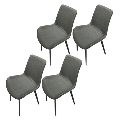 Contemporary Style Metal Chairs Kitchen Dining Room Solid Back Arm Chair Black-Gray 4 Piece Set Clearhalo ' kitchen&dining_furn' 'Dining Chairs' 'Dining Tables & Seating' 'dining_chair' 'furn' 'furn_dining_chair' 'Furniture' 'furniture_dining_chair' 'Kitchen & Dining Furniture' 'kitchen' 4206095