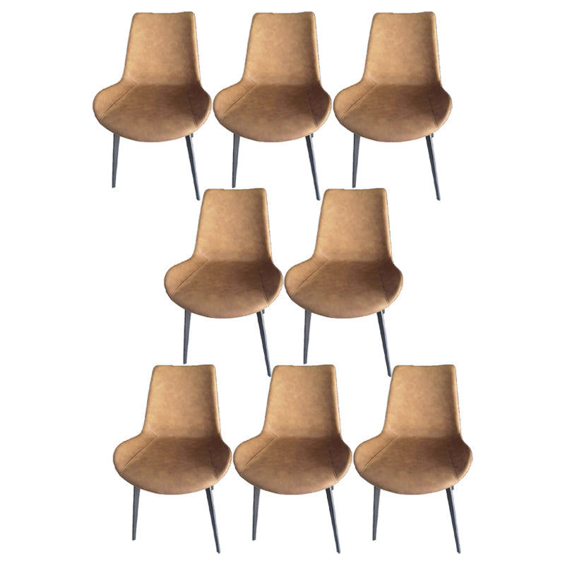 Contemporary Style Metal Chairs Kitchen Dining Room Solid Back Arm Chair Brown 8 Piece Set Clearhalo ' kitchen&dining_furn' 'Dining Chairs' 'Dining Tables & Seating' 'dining_chair' 'furn' 'furn_dining_chair' 'Furniture' 'furniture_dining_chair' 'Kitchen & Dining Furniture' 'kitchen' 4206100