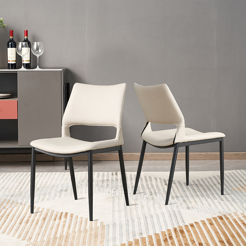 Modern Leather Restaurant Side Chair Matte Finish Open Back Dining Chair (Set of 2) Clearhalo ' kitchen&dining_furn' 'Dining Chairs' 'Dining Tables & Seating' 'dining_chair' 'furn' 'furn_dining_chair' 'Furniture' 'furniture_dining_chair' 'Kitchen & Dining Furniture' 'kitchen' 4206108