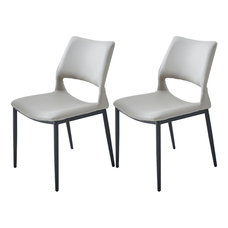 Modern Leather Restaurant Side Chair Matte Finish Open Back Dining Chair (Set of 2) Grey Clearhalo ' kitchen&dining_furn' 'Dining Chairs' 'Dining Tables & Seating' 'dining_chair' 'furn' 'furn_dining_chair' 'Furniture' 'furniture_dining_chair' 'Kitchen & Dining Furniture' 'kitchen' 4206109