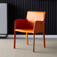 Leather Dining Armchair Upholstered Arm Single Chair with Metal Legs Orange Clearhalo ' kitchen&dining_furn' 'Dining Chairs' 'Dining Tables & Seating' 'dining_chair' 'furn' 'furn_dining_chair' 'Furniture' 'furniture_dining_chair' 'Kitchen & Dining Furniture' 'kitchen' 4206140
