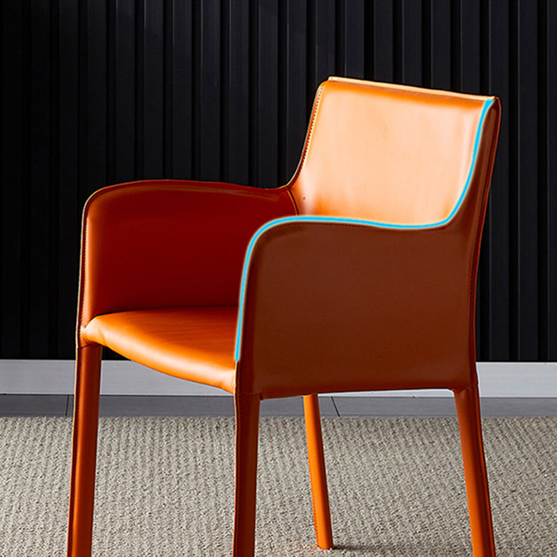 Leather Dining Armchair Upholstered Arm Single Chair with Metal Legs Clearhalo ' kitchen&dining_furn' 'Dining Chairs' 'Dining Tables & Seating' 'dining_chair' 'furn' 'furn_dining_chair' 'Furniture' 'furniture_dining_chair' 'Kitchen & Dining Furniture' 'kitchen' 4206147