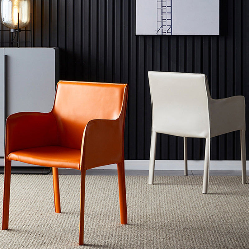 Leather Dining Armchair Upholstered Arm Single Chair with Metal Legs Clearhalo ' kitchen&dining_furn' 'Dining Chairs' 'Dining Tables & Seating' 'dining_chair' 'furn' 'furn_dining_chair' 'Furniture' 'furniture_dining_chair' 'Kitchen & Dining Furniture' 'kitchen' 4206150