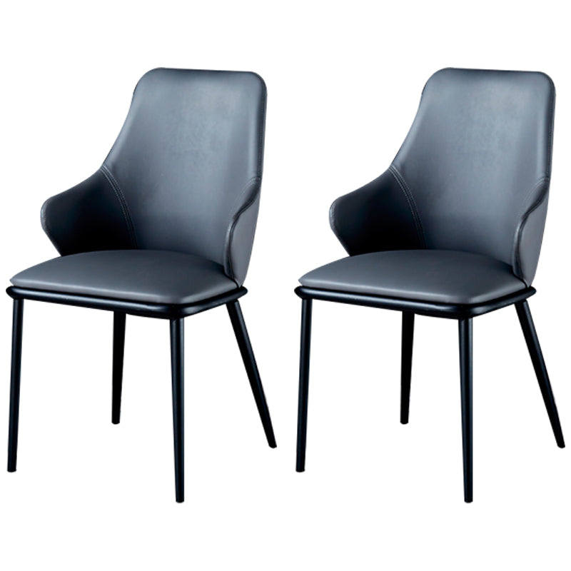 Modern Design Arm Solid Back Dining Chairs Leather Dining Chairs for Home Use Dark Gray 2 Piece Set Clearhalo ' kitchen&dining_furn' 'Dining Chairs' 'Dining Tables & Seating' 'dining_chair' 'furn' 'furn_dining_chair' 'Furniture' 'furniture_dining_chair' 'Kitchen & Dining Furniture' 'kitchen' 4206183