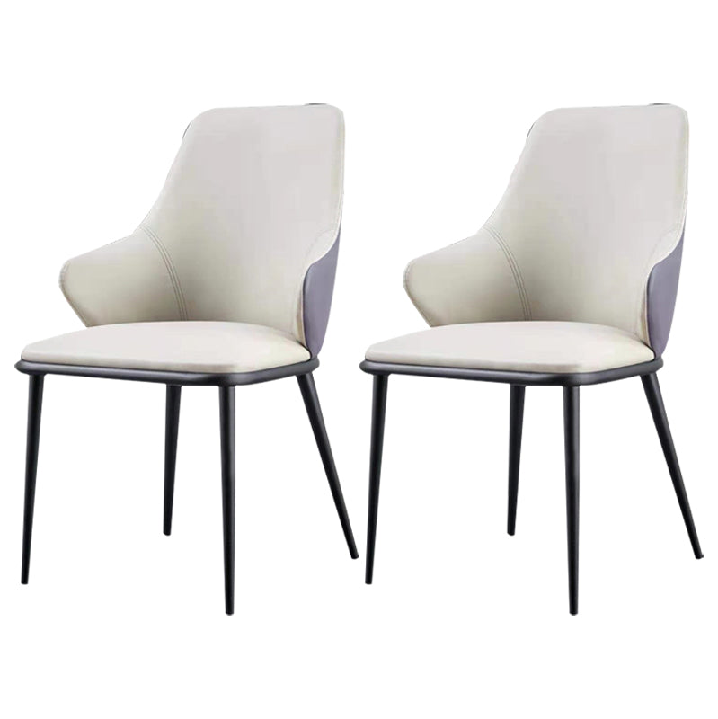 Modern Design Arm Solid Back Dining Chairs Leather Dining Chairs for Home Use White 2 Piece Set Clearhalo ' kitchen&dining_furn' 'Dining Chairs' 'Dining Tables & Seating' 'dining_chair' 'furn' 'furn_dining_chair' 'Furniture' 'furniture_dining_chair' 'Kitchen & Dining Furniture' 'kitchen' 4206184