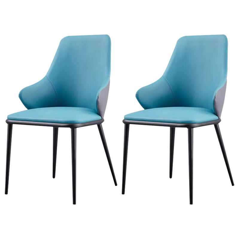 Modern Design Arm Solid Back Dining Chairs Leather Dining Chairs for Home Use Blue 2 Piece Set Clearhalo ' kitchen&dining_furn' 'Dining Chairs' 'Dining Tables & Seating' 'dining_chair' 'furn' 'furn_dining_chair' 'Furniture' 'furniture_dining_chair' 'Kitchen & Dining Furniture' 'kitchen' 4206186
