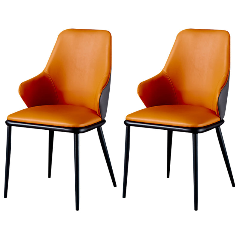 Modern Design Arm Solid Back Dining Chairs Leather Dining Chairs for Home Use Orange 2 Piece Set Clearhalo ' kitchen&dining_furn' 'Dining Chairs' 'Dining Tables & Seating' 'dining_chair' 'furn' 'furn_dining_chair' 'Furniture' 'furniture_dining_chair' 'Kitchen & Dining Furniture' 'kitchen' 4206188