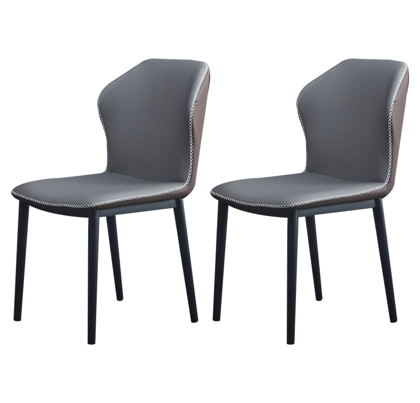 Modern Design Wingback Dining Side Chairs Armless Leather Chair for Home Grey 2 Piece Set Clearhalo ' kitchen&dining_furn' 'Dining Chairs' 'Dining Tables & Seating' 'dining_chair' 'furn' 'furn_dining_chair' 'Furniture' 'furniture_dining_chair' 'Kitchen & Dining Furniture' 'kitchen' 4206198