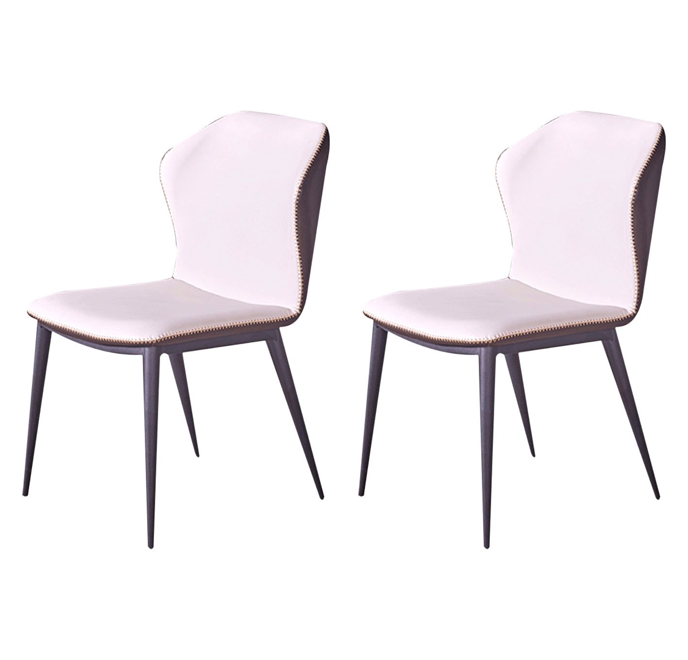 Modern Design Wingback Dining Side Chairs Armless Leather Chair for Home White 2 Piece Set Clearhalo ' kitchen&dining_furn' 'Dining Chairs' 'Dining Tables & Seating' 'dining_chair' 'furn' 'furn_dining_chair' 'Furniture' 'furniture_dining_chair' 'Kitchen & Dining Furniture' 'kitchen' 4206202