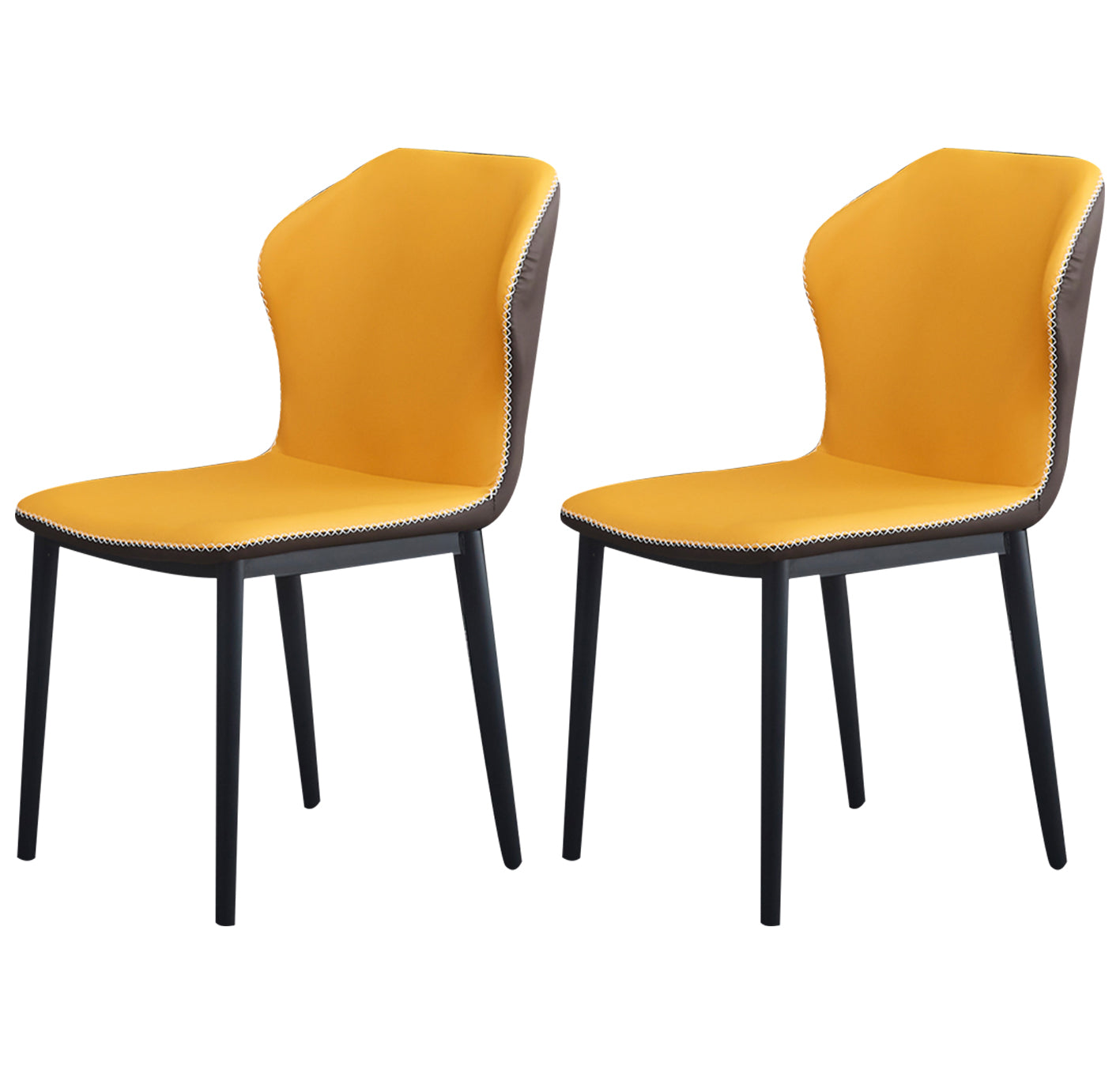 Modern Design Wingback Dining Side Chairs Armless Leather Chair for Home Yellow 2 Piece Set Clearhalo ' kitchen&dining_furn' 'Dining Chairs' 'Dining Tables & Seating' 'dining_chair' 'furn' 'furn_dining_chair' 'Furniture' 'furniture_dining_chair' 'Kitchen & Dining Furniture' 'kitchen' 4206203
