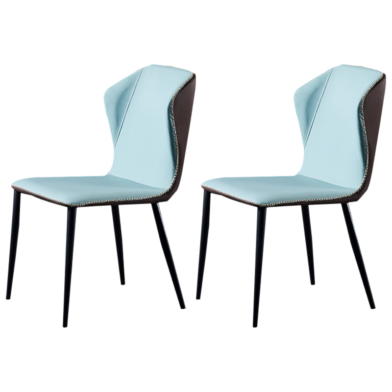 Modern Design Wingback Dining Side Chairs Armless Leather Chair for Home Light Blue 2 Piece Set Clearhalo ' kitchen&dining_furn' 'Dining Chairs' 'Dining Tables & Seating' 'dining_chair' 'furn' 'furn_dining_chair' 'Furniture' 'furniture_dining_chair' 'Kitchen & Dining Furniture' 'kitchen' 4206205