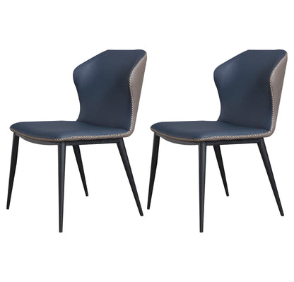 Modern Design Wingback Dining Side Chairs Armless Leather Chair for Home Dark Blue 2 Piece Set Clearhalo ' kitchen&dining_furn' 'Dining Chairs' 'Dining Tables & Seating' 'dining_chair' 'furn' 'furn_dining_chair' 'Furniture' 'furniture_dining_chair' 'Kitchen & Dining Furniture' 'kitchen' 4206209