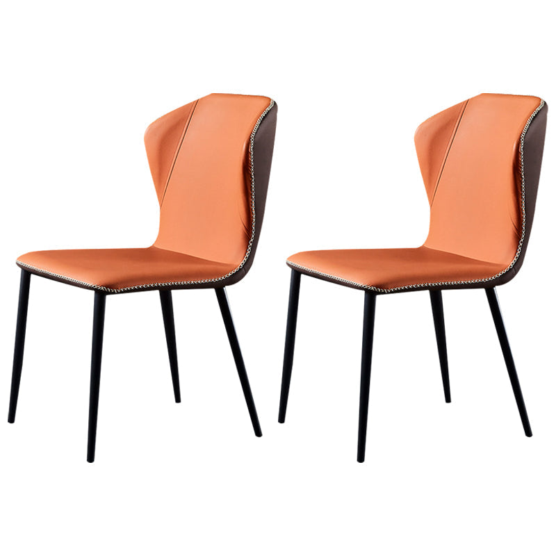 Modern Design Wingback Dining Side Chairs Armless Leather Chair for Home Orange 2 Piece Set Clearhalo ' kitchen&dining_furn' 'Dining Chairs' 'Dining Tables & Seating' 'dining_chair' 'furn' 'furn_dining_chair' 'Furniture' 'furniture_dining_chair' 'Kitchen & Dining Furniture' 'kitchen' 4206211