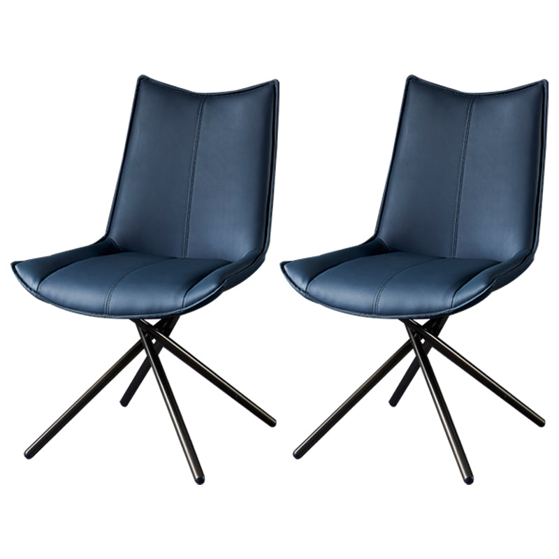 Industrial Style Solid Back Dining Side Chairs Leather Dining Chairs for Kitchen Blue 2 Piece Set Clearhalo ' kitchen&dining_furn' 'Dining Chairs' 'Dining Tables & Seating' 'dining_chair' 'furn' 'furn_dining_chair' 'Furniture' 'furniture_dining_chair' 'Kitchen & Dining Furniture' 'kitchen' 4206221
