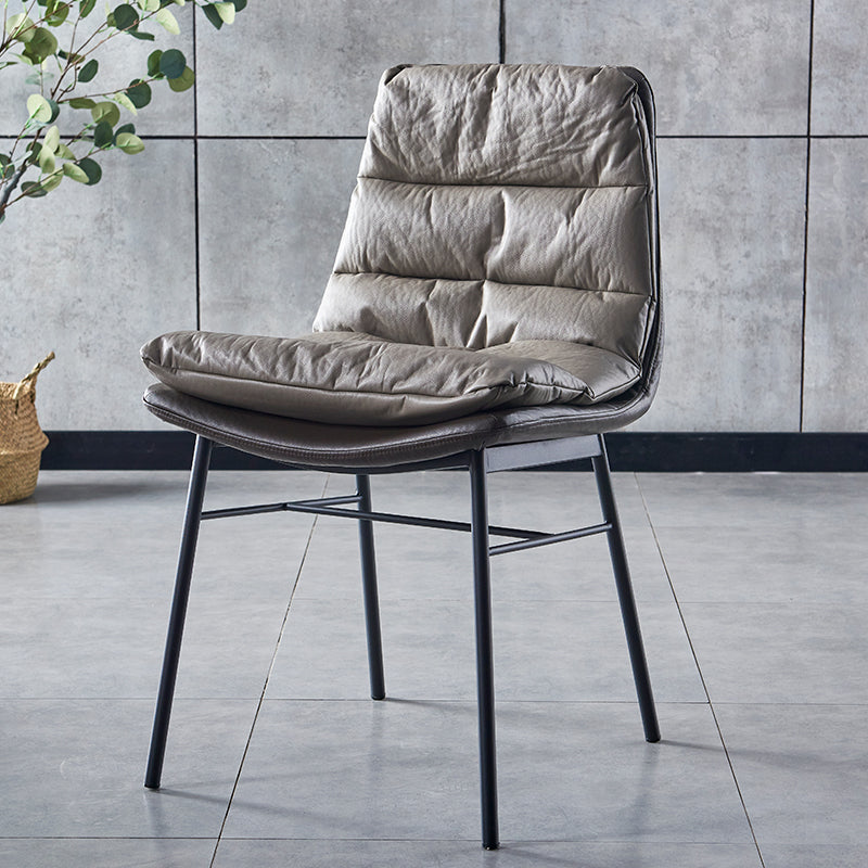 Modern Design Leather Dining Side Chair Upholstered Solid Back Armless Chairs Grey 1 Piece Clearhalo ' kitchen&dining_furn' 'Dining Chairs' 'Dining Tables & Seating' 'dining_chair' 'furn' 'furn_dining_chair' 'Furniture' 'furniture_dining_chair' 'Kitchen & Dining Furniture' 'kitchen' 4206234