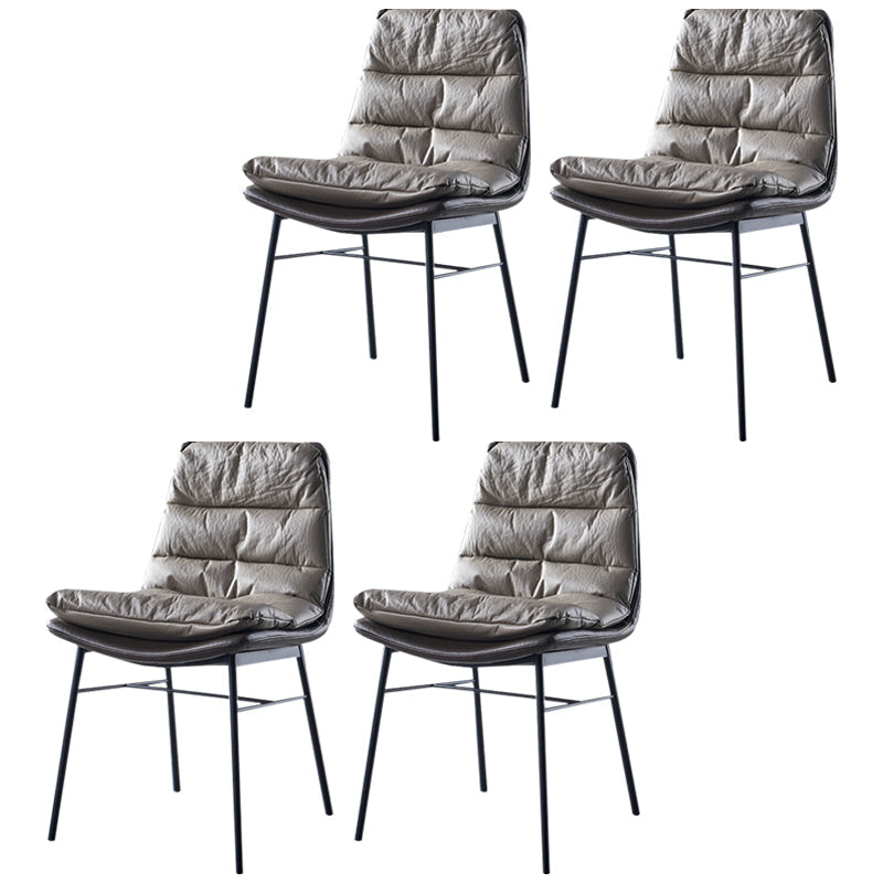 Modern Design Leather Dining Side Chair Upholstered Solid Back Armless Chairs Grey 4 Piece Set Clearhalo ' kitchen&dining_furn' 'Dining Chairs' 'Dining Tables & Seating' 'dining_chair' 'furn' 'furn_dining_chair' 'Furniture' 'furniture_dining_chair' 'Kitchen & Dining Furniture' 'kitchen' 4206237