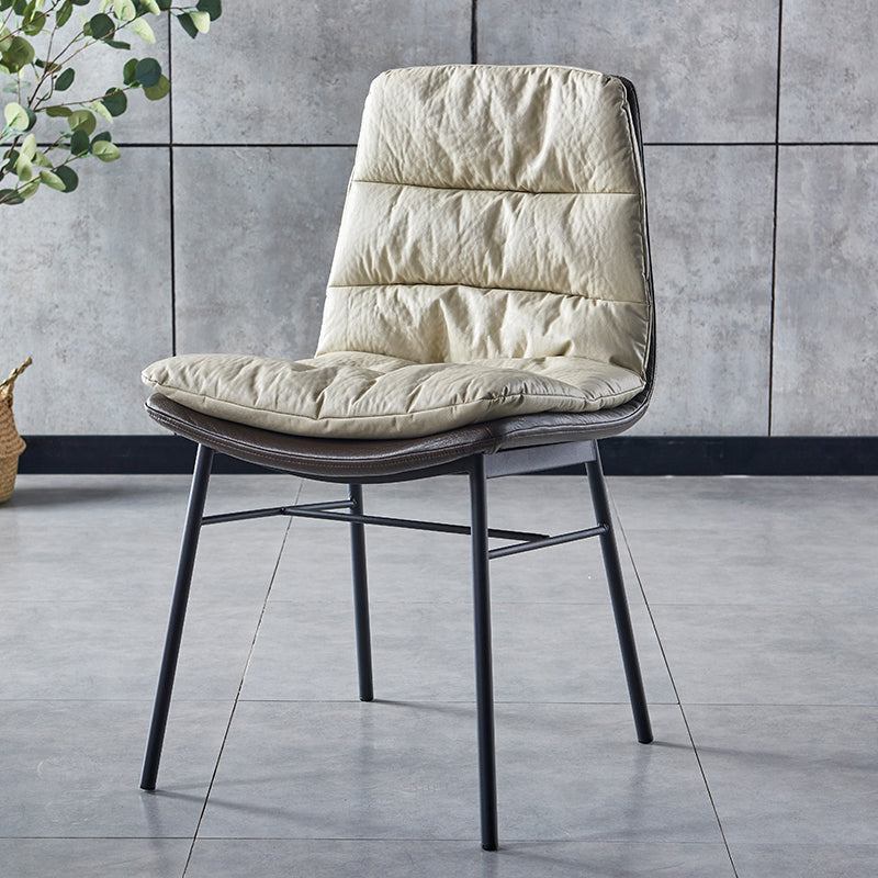 Modern Design Leather Dining Side Chair Upholstered Solid Back Armless Chairs White 1 Piece Clearhalo ' kitchen&dining_furn' 'Dining Chairs' 'Dining Tables & Seating' 'dining_chair' 'furn' 'furn_dining_chair' 'Furniture' 'furniture_dining_chair' 'Kitchen & Dining Furniture' 'kitchen' 4206239