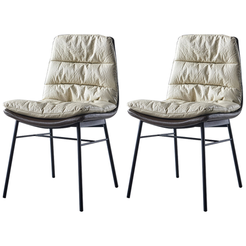 Modern Design Leather Dining Side Chair Upholstered Solid Back Armless Chairs White 2 Piece Set Clearhalo ' kitchen&dining_furn' 'Dining Chairs' 'Dining Tables & Seating' 'dining_chair' 'furn' 'furn_dining_chair' 'Furniture' 'furniture_dining_chair' 'Kitchen & Dining Furniture' 'kitchen' 4206241